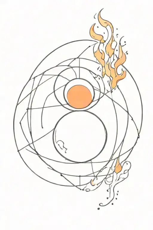 orange orb fire tattoo design idea