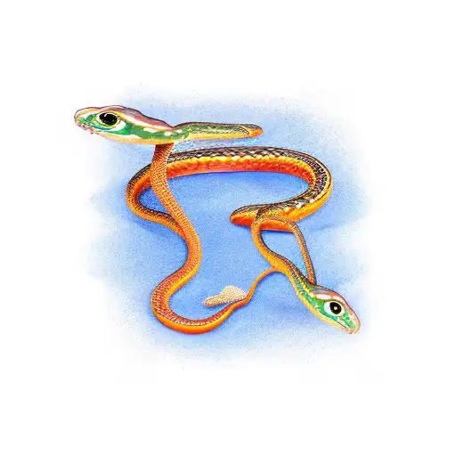 single body snake with two heads,  kind of gemini alike.  tattoo design idea