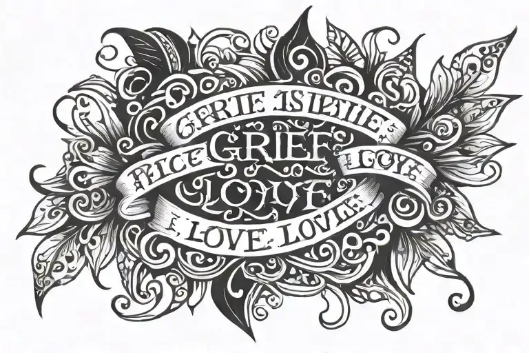 a quote "grief is the price of love"  tattoo design idea