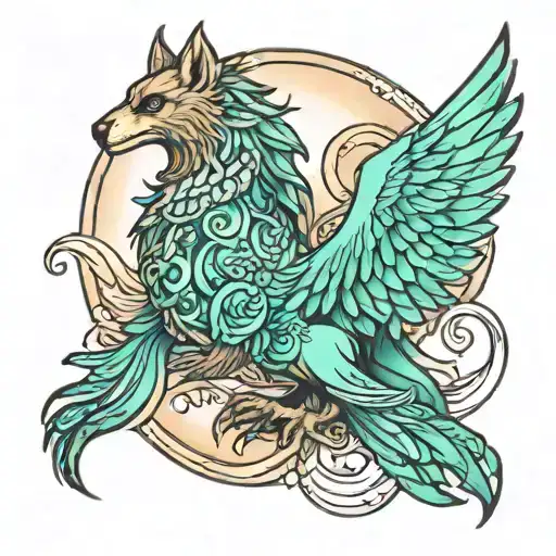 griffin and Aurora borealis   tattoo design idea