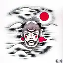 Sea, red moon, lonely man , clouds tattoo design idea