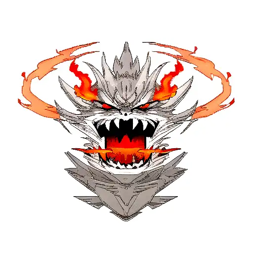 dragon mouth with flames tattoo design idea