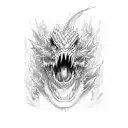 green dragon mouth with red flames tattoo design idea
