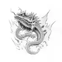 green dragon mouth with red flames tattoo design idea
