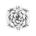 gardenias forming an alluring pattern around an ouroboros tattoo design idea