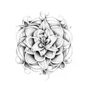 gardenias forming an alluring pattern around an ouroboros tattoo design idea