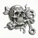 automotive skull wrenches tattoo design idea