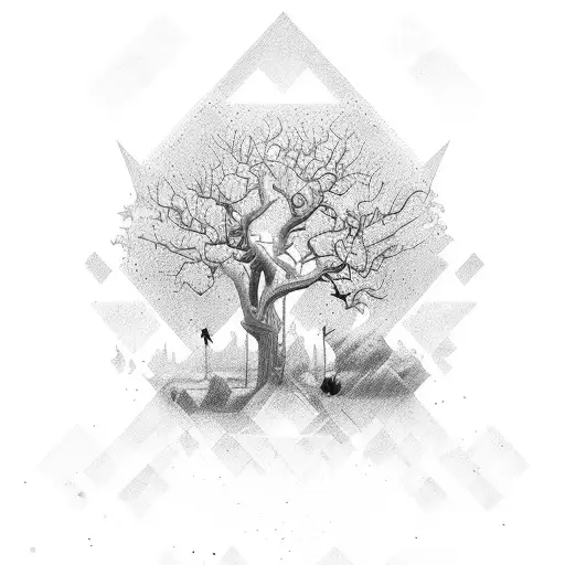 Tree acacia tattoo design idea