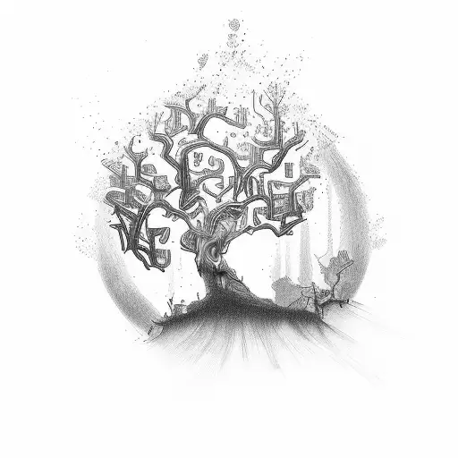 Tree acacia tattoo design idea