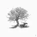 Tree acacia tattoo design idea