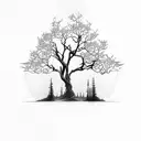 Tree acacia tattoo design idea