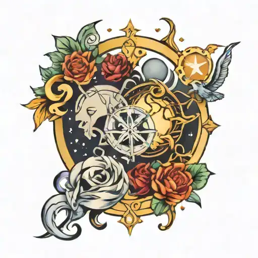 Gemini Virgo Capricorn Sagittarius sign tattoo design idea