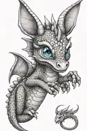 cute baby dragon blue eyes tattoo design idea
