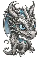 cute baby nordic dragon blue eyes tattoo design idea