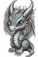 cute baby nordic dragon blue eyes tattoo design idea
