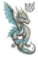 cute baby nordic dragon blue eyes tattoo design idea