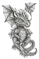 cute baby nordic dragon blue eyes tattoo design idea