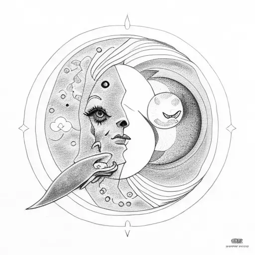Sun and Moon tattoo design idea