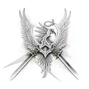 Phoenix,sword,skull tattoo design idea