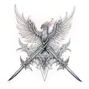 Phoenix,sword,skull tattoo design idea