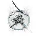 Phoenix,sword,skull tattoo design idea