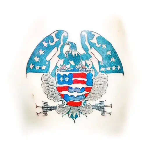 american flag and guatemalan flag tattoo design idea