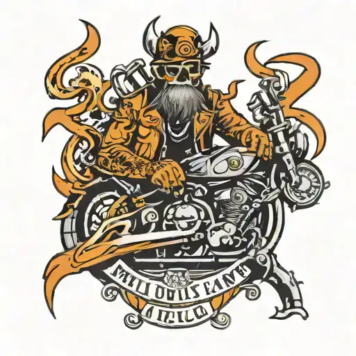 devils law motorcycle club, with orange details  tattoo design idea