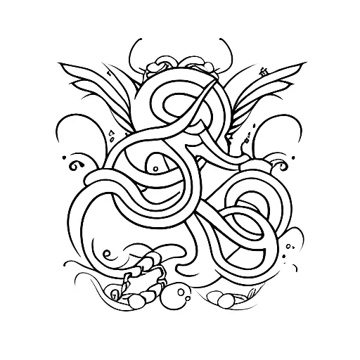 S and L alphabet with wing tattoo design idea