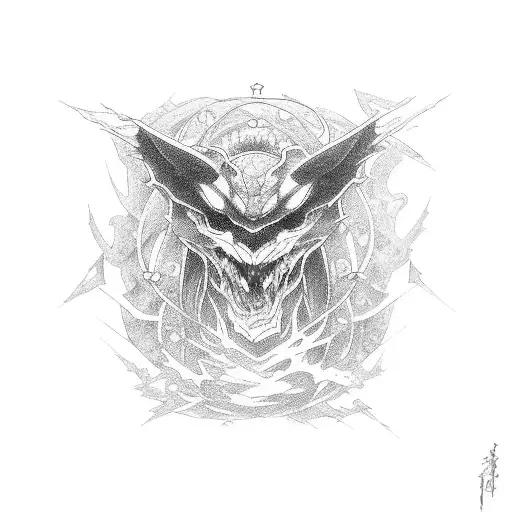 square tattoo placement of Douma from Demon slayer anime rainbow colored eyes looking at me tattoo design idea