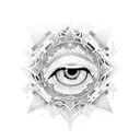 square tattoo placement of Douma from Demon slayer anime rainbow colored eyes looking at me tattoo design idea