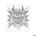 square tattoo placement of Douma from Demon slayer anime rainbow colored eyes looking at me tattoo design idea