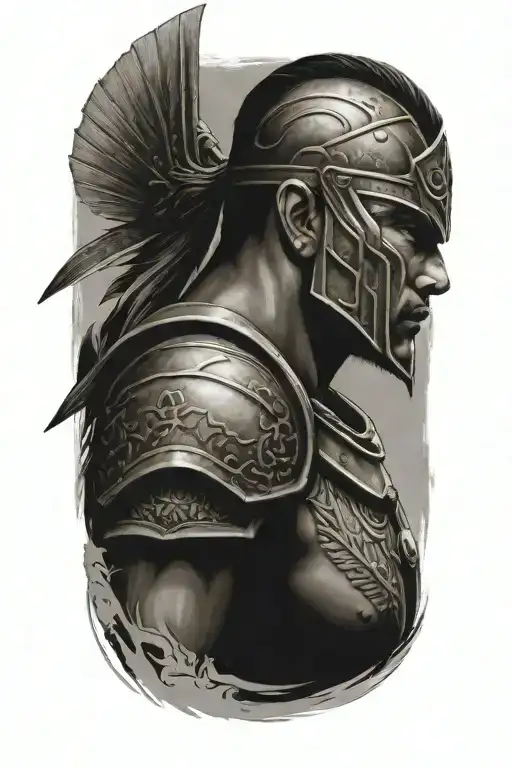 warrior side view tattoo design idea