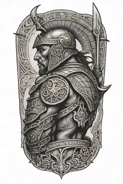 warrior side view tattoo design idea
