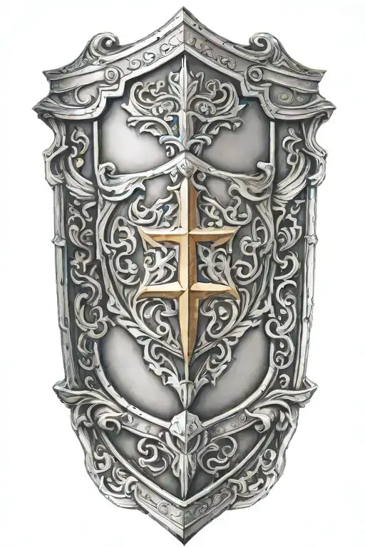 armor of god shield tattoo design idea