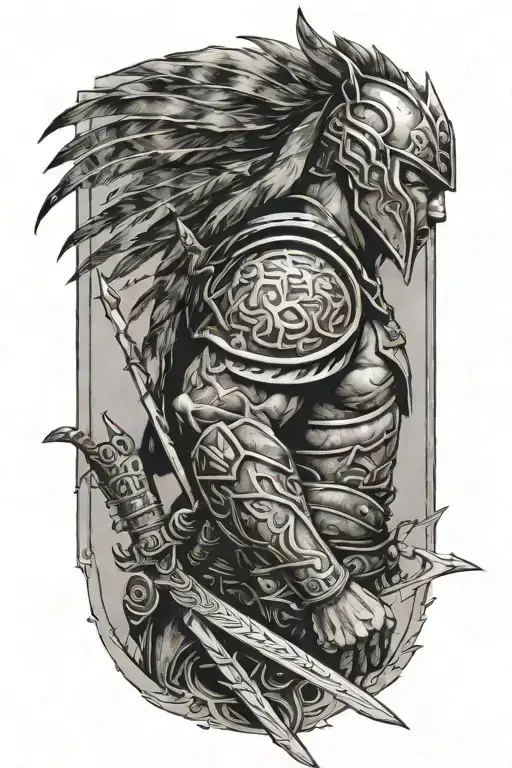 warrior side view tattoo design idea