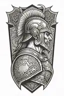 warrior with shield side view tattoo design idea