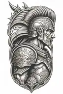 warrior with shield side view tattoo design idea
