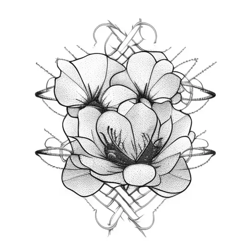 barbed wire and flowers  tattoo design idea