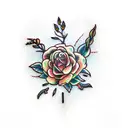 barbed wire and flowers  tattoo design idea