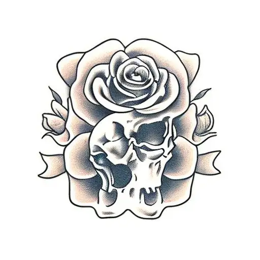 Skull and Roses tattoo design idea