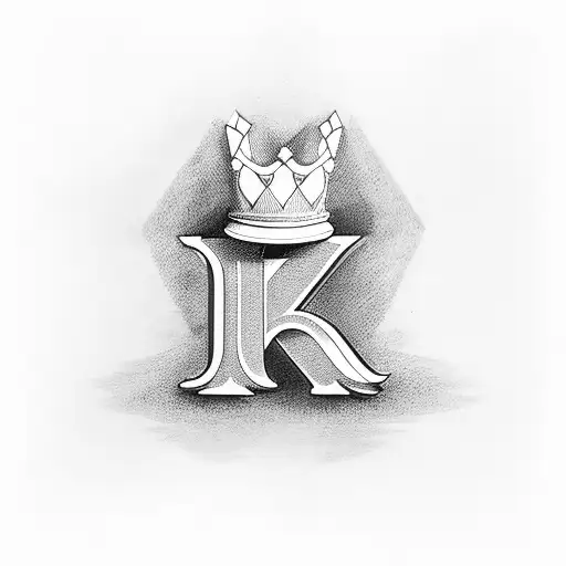 Letter K with heart below it and crown above it  tattoo design idea