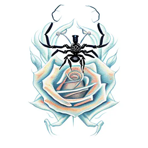 Scorpion with Rose as Stinger tattoo design idea
