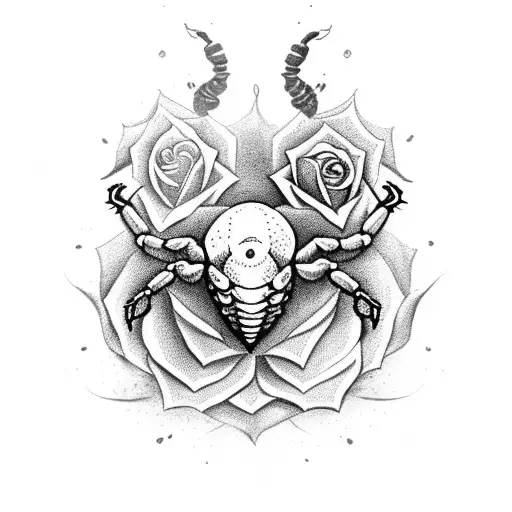 Scorpion with Rose instead of a Stinger tattoo design idea