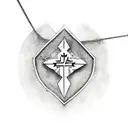 big arrowhead with small cross necklace wrapped around  tattoo design idea