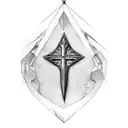 big arrowhead with small cross necklace wrapped around  tattoo design idea