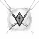 big arrowhead with cross necklace wrapped around  tattoo design idea