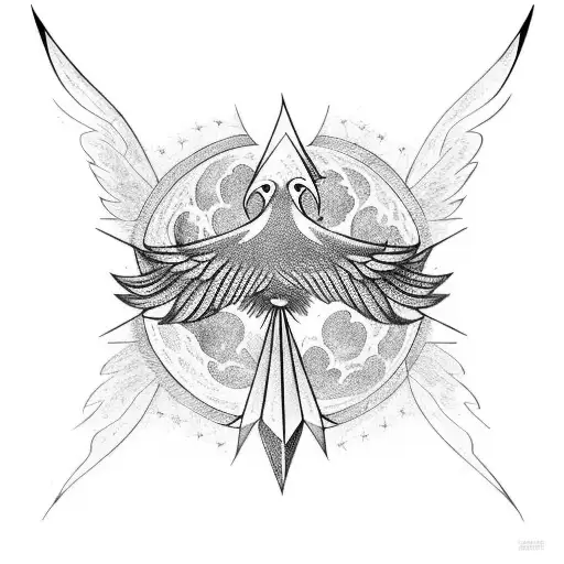 Geometric Dotwork Phoenix Bird Temporary Tattoo – Tattooed Now !