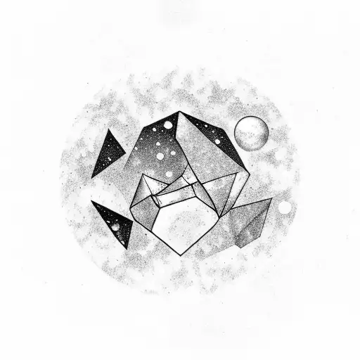 Galaxy landscape with a silhouette of a character from a Russian literature book tattoo design idea