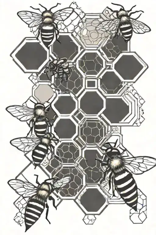 honey comb without bees tattoo design idea
