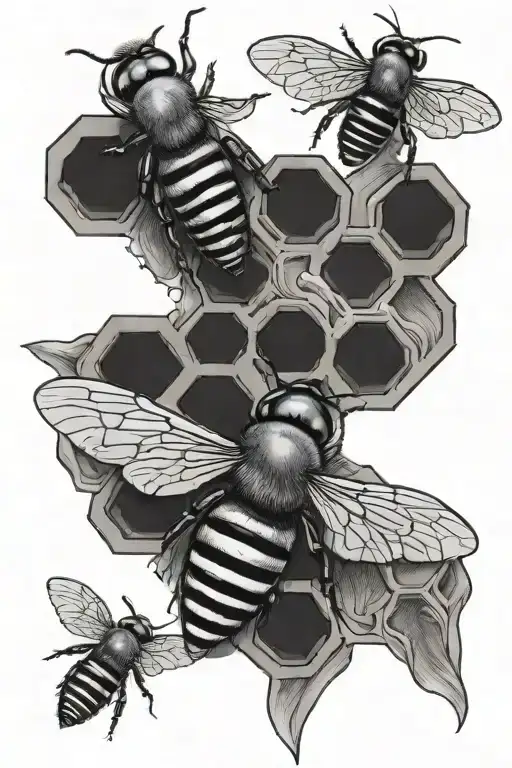 honey comb without bees tattoo design idea